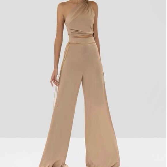 NWT Alexis Camilo High-Rise Wide-Leg Pants Beige Tan Women’s Size Small - Picture 1 of 9